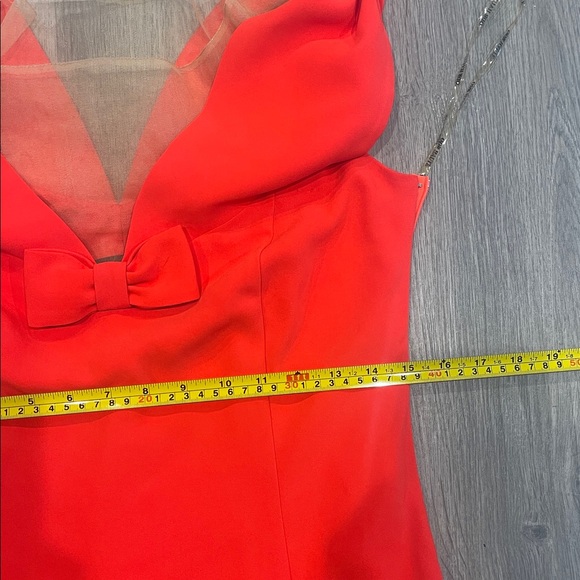 NWT Red Odrella Sheer Bow Holiday Evening Dress - Picture 9 of 11